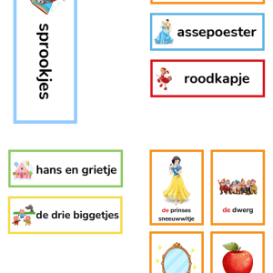Woordkaarten voor woordparaplu thema sprookjes