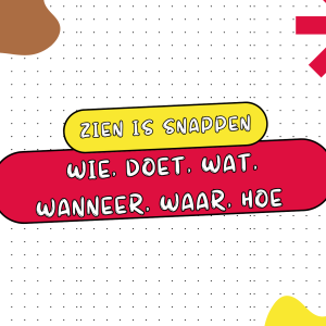 Zien is snappen - wie, doet, wat, waar, wanneer, hoe