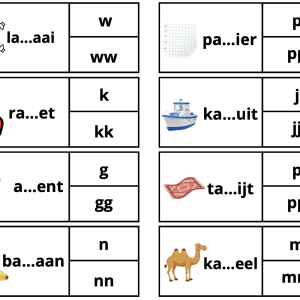 Spel knijpkaarten banaanwoorden (zelfcorrigerend)