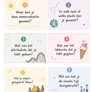 24 vraagkaartjes vakantie