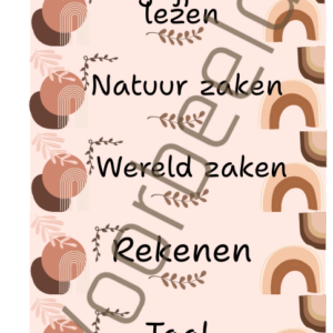 Dagritmekaartjes en extra's thema beige regenboog